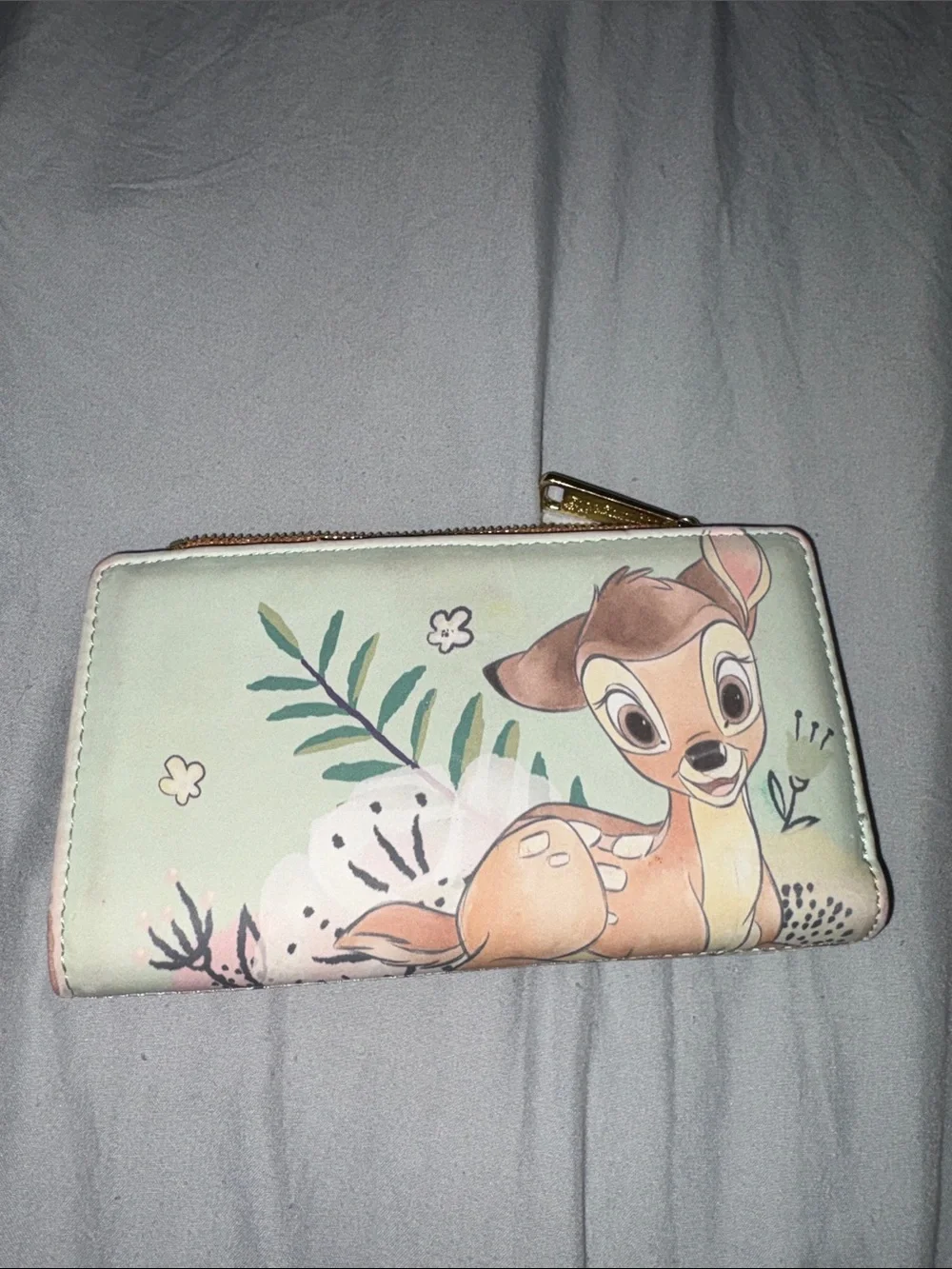 Loungefly Mint Bambi Zip Wallet with Floral Patch